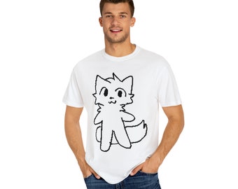Boykisser Meme T-shirt, Unisex Garment-Dyed Tee, TikTok Cat Shirt, Trending Furry Top, White Cat, Funny Graphic Tee