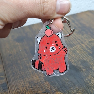 red panda keychain,gifts for animal lovers,kawaii keychain