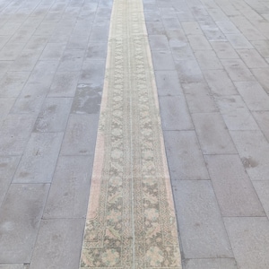 2.22 Rug,Vintage Runner Rug,2x20 Wool Runner,Long Runner Rug,2x21 Runner,Turkish Runner,Oushak Runner,Entry Rug,Soft Runner, 1.11x22.4 ft