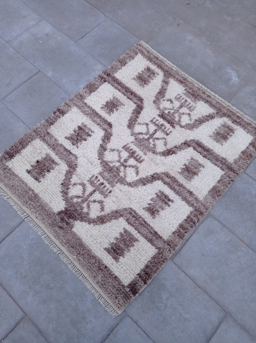 Vintage Turkish Wool Rug 3x4: Handmade Tulu Oushak Kilim - Etsy