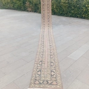 2x19 Runner rug extra long, Stair rug Vintage 2x20 Oushak runner, Long runner turkish Very long persian runner Herki rug 1.11x19.11 ft