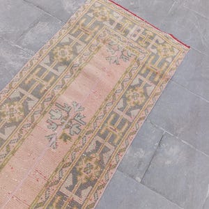 Vintage Turkish Runner Rug, Wool Boho Hallway Rug, 2.1x18.10 Feet