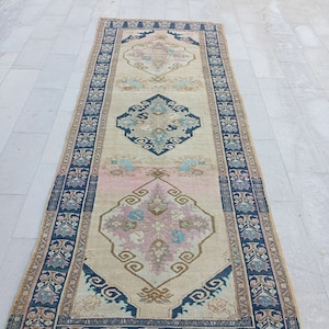5x11 Oushak runner, vintage runner rug, 5x11 turkish runner, wool runner rug,  pale oushak rug, pale turkish rug, corridor rug, 4.7x11.10 ft