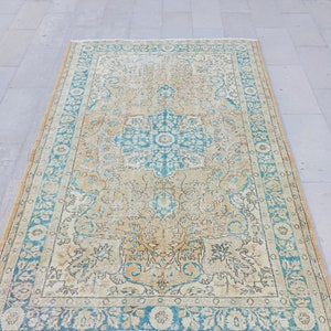 5x8 Neutral Turkish rug, Antique rug 5x8, Faded Turkish rug, Heriz Area rug, Large size rug, Vintage rug 5x8, Turkish Area rug 5.4x8.3 ft