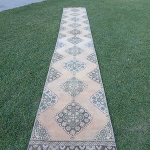 Extra Long Oushak Runner Rug: Vintage Turkish Heriz, 2.7x20.3 ft