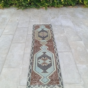 2x6 Runner, Vintage, Home Decor rug, Pastel Rug,2x6 Oushak,SmallRug,Kitchen Rug, 2x5 Turkish, Faded, Woven Rug Handmade Wool Rug 1.7x5.8 ft