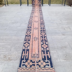 Extra Langer Vintage Oushak Teppichläufer: 300x600 cm Türkischer Teppich