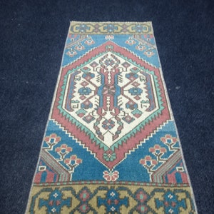 2x4 Vintage Turkish Wool Rug: Handmade Oushak Doormat, Runner Rug
