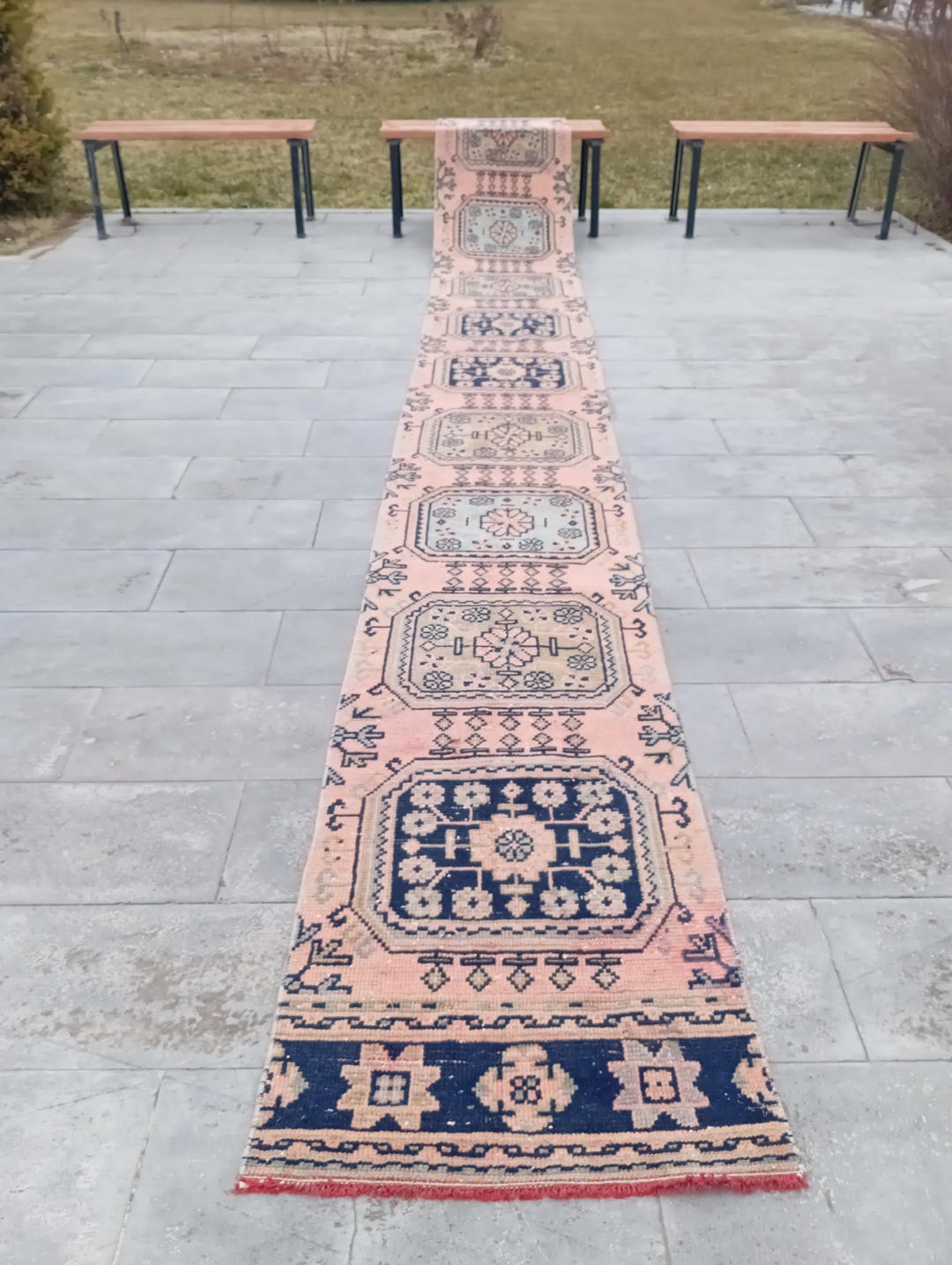Vintage Turkish Oushak Runner Rug, 2x20 Ft, Hallway Stair Rug - Etsy