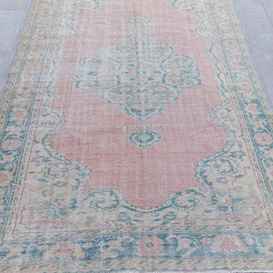 Muted Turkish Vintage Rug 6.5x9.8: Distressed Handmade Area Rug