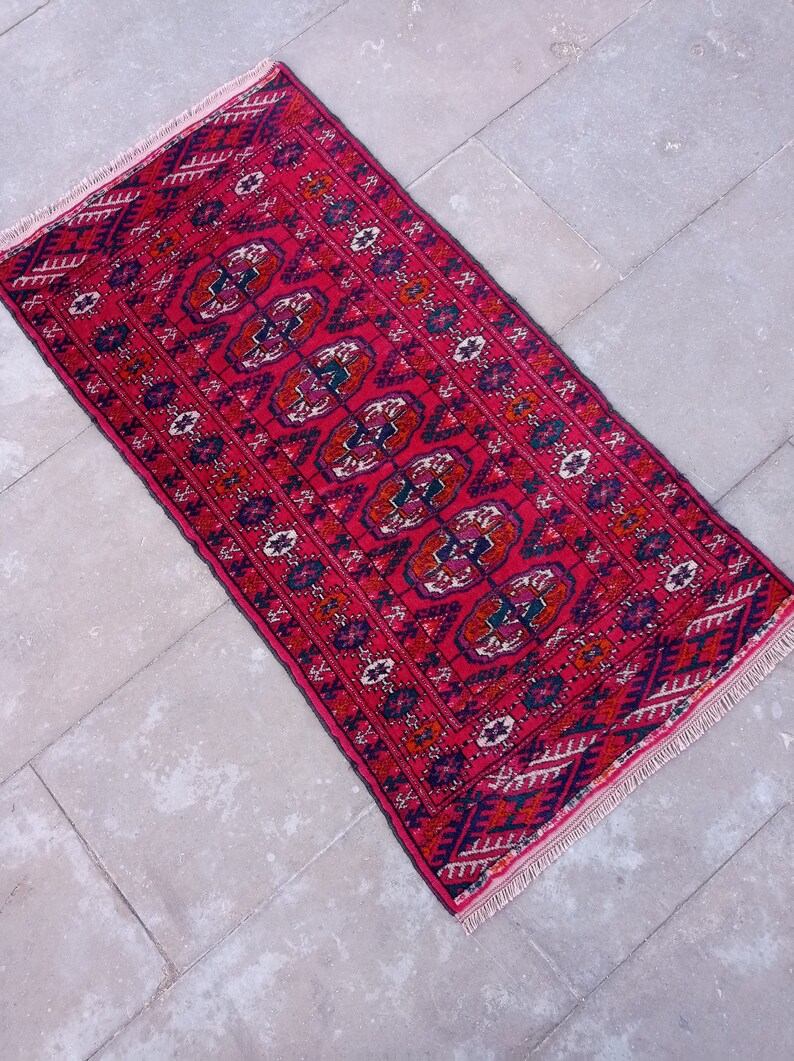 Rug 2 X 3, Handmade Wool Carpet, Red Turkish Rug, Small Bedroom Rug, Vintage Carpet, Anatolian