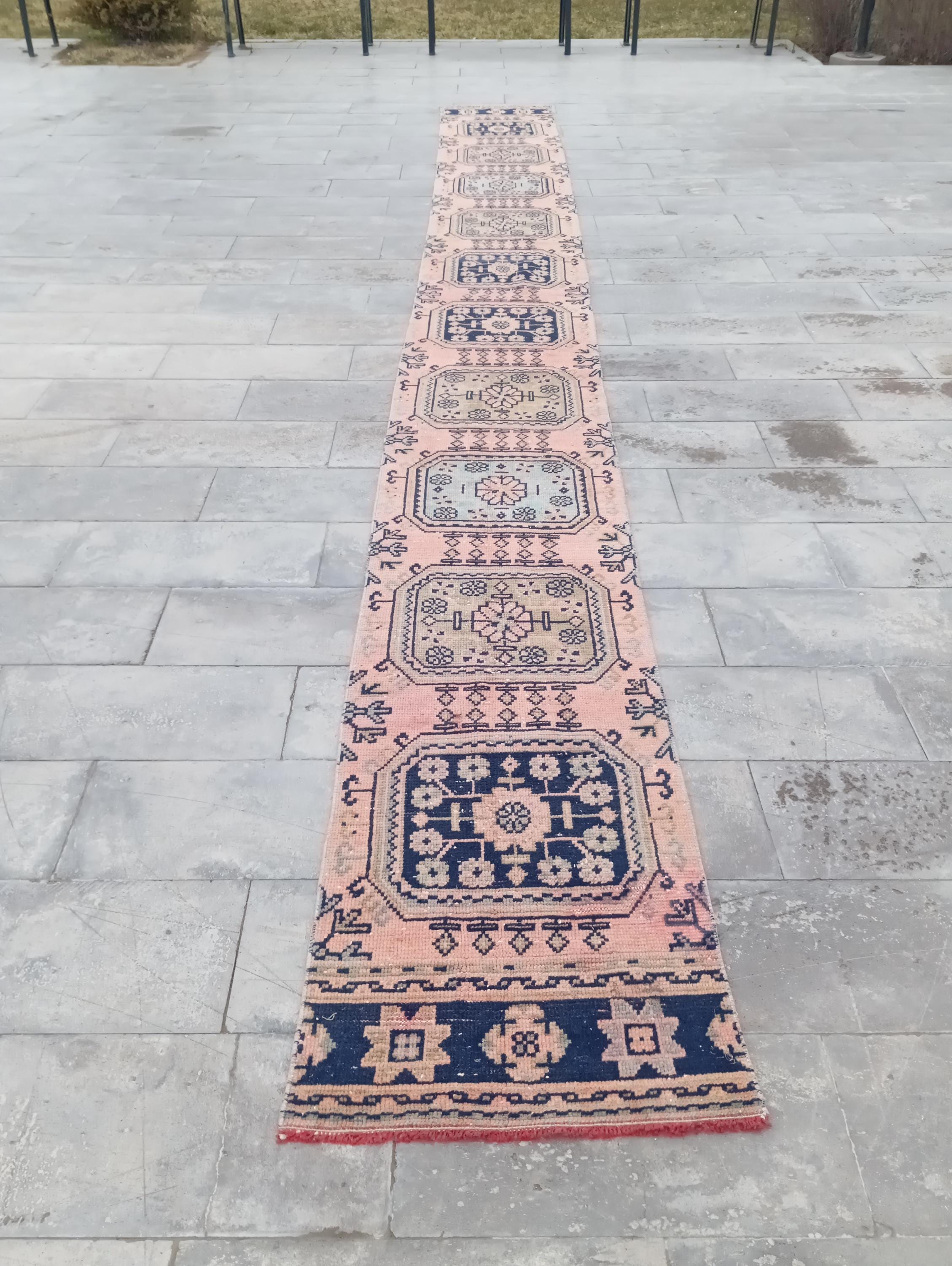Vintage Turkish Oushak Runner Rug, 2x20 Ft, Hallway Stair Rug - Etsy
