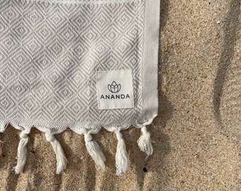 Soft 100% cotton boho beach towel, peshtemal, picnic towel, bedspread, throw blanket, hammam, model Hannah