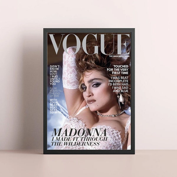 Couverture A4 du magazine Vogue Madonna inspirée d'un album vierge