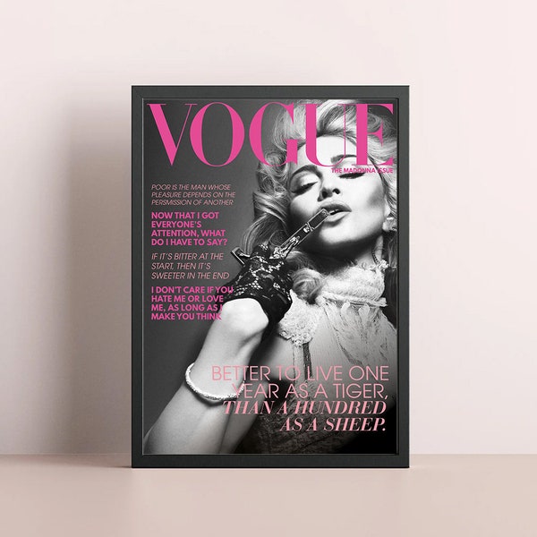 Madonna Vogue Magazine A4 Cover Famous Quotes