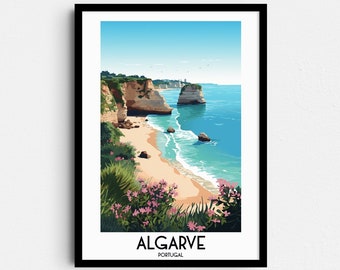 Algarve Portugal Travel Art Print, Benagil Beach, Europe Home Decor (Digital Download)