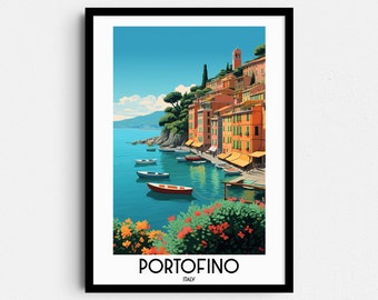 Portofino Italien Kunstdruck, Küstenreise Poster (Digitaler Download)