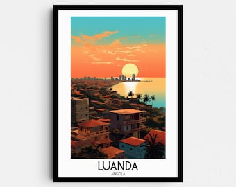 Luanda Travel Wall Art, Angola Painting Gifts, Africa Home Decor, Digital Prints Posters, Printable Handmade Art, Angolan Canvas Download