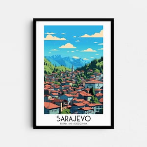 Sarajevo Travel Wall Art, Bosnia and Herzegovina Painting Gifts, Home Decor, Digital Prints Posters, Printable Handmade Art, Canvas Download