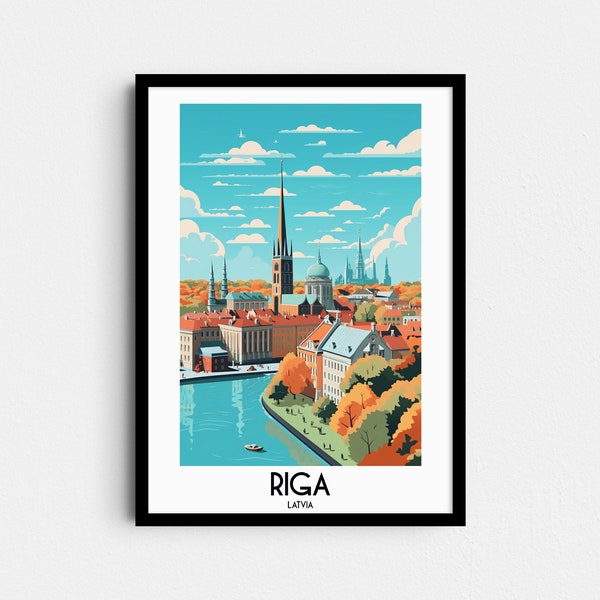 Riga Travel Wall Art, Latvia Painting Gifts, Europe Home Decor, Digital Prints Posters, Printable Handmade Art, Latvian Canvas Download