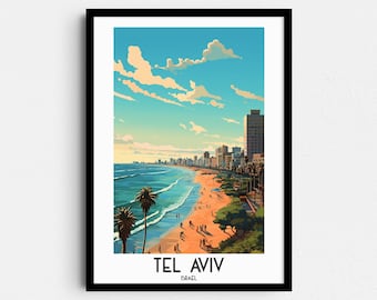 Tel Aviv Beach Print, Israel Travel Poster (Digital Download)