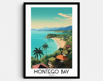 Montego Bay Travel Wall Art, Jamaica Painting Gifts, Caribbean Home Decor, Digital Prints Posters, Printable Handmade Art, Canvas Download