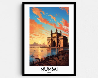 Mumbai India Travel Poster, Asian Home Decor (Digital Download)