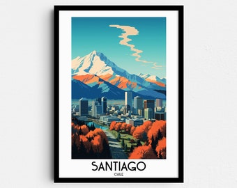 Santiago Chile Travel Poster, South America Home Decor (Digital Download)