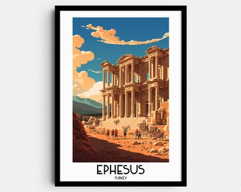 Ephesus Turkey Travel Poster, Middle East Art Print (Digital Download)