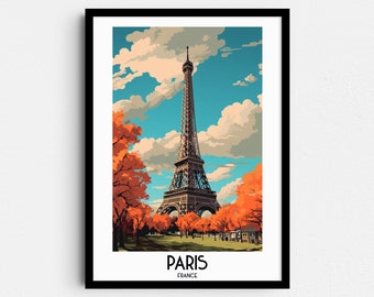Arte de la pared de viajes de París, regalos de pintura de Francia, decoración del hogar de Europa, cartel de impresiones digitales, arte hecho a mano imprimible, descarga de lienzo de la Torre Eiffel