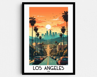 Los Angeles Travel Wall Art, California Painting Gifts, USA Home Decor, Digital Prints Posters, Printable Handmade Art, Canvas Download