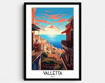 Valletta Malta Art Print, Europe Travel Poster (Digital Download)