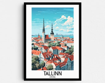 Póster turístico de Tallin, Estonia, decoración para el hogar en Europa (descarga digital)