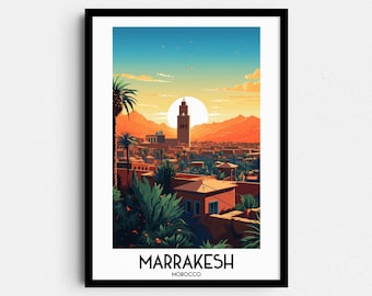 Marrakech Travel Wall Art, Morocco Painting Gifts, Africa Home Decor, Digital Prints Posters, Printable Handmade , Marrakesh Canvas Download