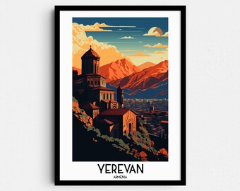 Yerevan Armenia Travel Poster, Architectural Art Print (Digital Download)