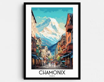 Chamonix Travel Wall Art, France Painting Gifts, Europe Home Decor, Digital Prints Posters, Printable Handmade Art, Canvas Download