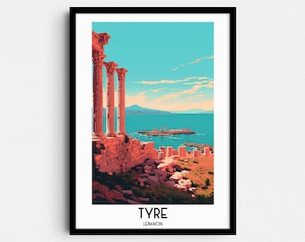 Tyre Travel Wall Art, Lebanon Painting Gifts, Middle East Home Decor, Digital Prints Posters, Printable Handmade Art, Canvas Download
