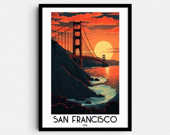 San Francisco Travel Wall Art, California Painting Gifts, USA Home Decor, Digital Prints Posters, Printable Handmade Art, Canvas Download