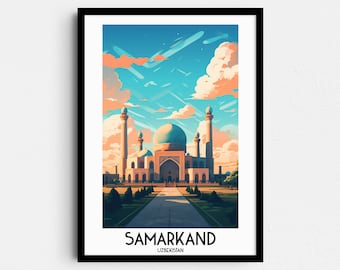 Stampa artistica di Samarcanda, Uzbekistan, poster di viaggio in Asia (download digitale)
