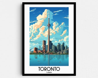 Toronto Skyline Art Print, Canada Travel Poster (Digital Download)