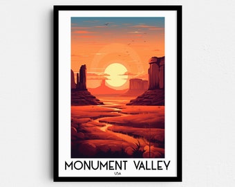 Lámina artística de Monument Valley, pintura de paisaje de Arizona (descarga digital)
