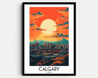 Calgary Canada Art Print, Skyline Painting (Digital Download)