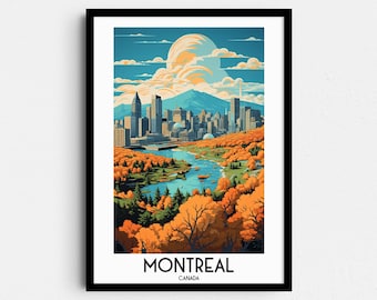 Montreal Reise-Kunstdruck, Herbstlandschaft (Digitaler Download)