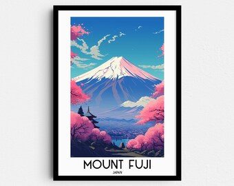 Lámina artística del Monte Fuji, póster de viaje a Japón, decoración para el hogar en Asia (descarga digital)