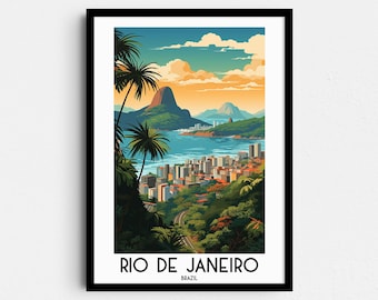 Rio de Janeiro Travel Wall Art, Brazil Painting Gifts, South America Home Decor, Digital Prints Posters, Printable Handmade Art, Canvas