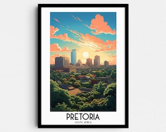 Pretoria South Africa Travel Poster, Skyline Painting (Digital Download)
