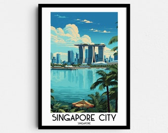 Singapore Travel Wall Art, Asia Painting Gifts, Home Decor, Digital Prints Posters, Printable Handmade Art, Singaporean Canvas Download