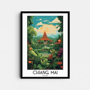 Chiang Mai Travel Wall Art, Thailand Painting Gifts, Asia Home Decor, Digital Prints Posters, Printable Handmade Art, Mueang Canvas Download