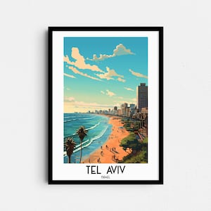 Tel Aviv Travel Wall Art, Israel Painting Gifts, Middle East Home Decor, Digital Prints Posters, Printable Handmade Art, Canvas Download