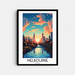 Melbourne Travel Wall Art, Australia Painting Gifts, Oceania Home Decor, Digital Prints Posters, Printable Handmade Art, Canvas Download